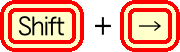 Shiftキー+右矢印キー